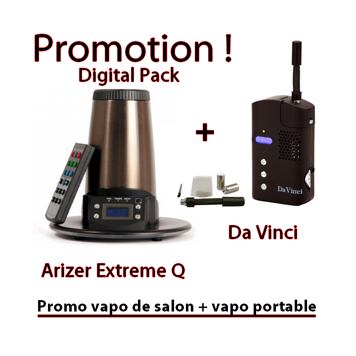 Promo Arizer Extreme Q + Da Vinci (Vapo de salon + vapo portable) - docteur-vaporisateur.com