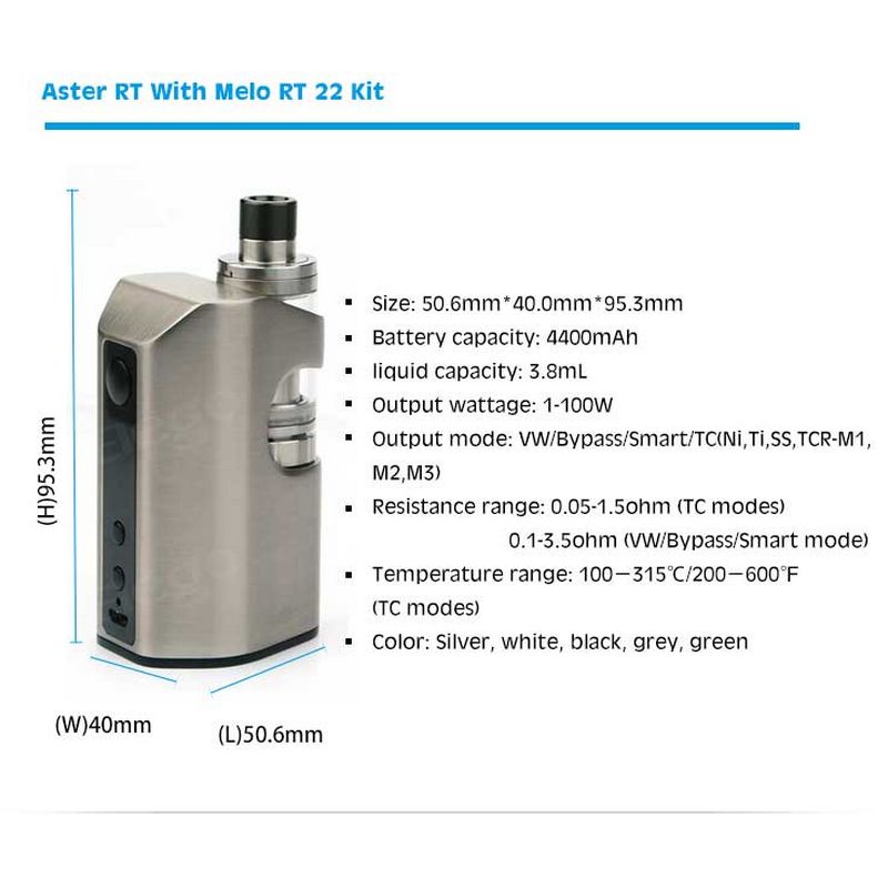 caracteristique aster rt melo rt 22 eleaf