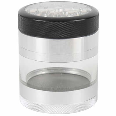 Grinder pollinisateur 4 pièces 56 mm transparent avec fenêtre - Kannastor - docteur-vaporisateur.com