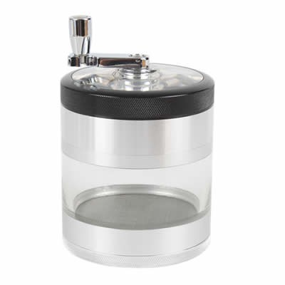 Grinder pollinisateur 64 mm transparent avec manivelle - Kannastor - docteur-vaporisateur.com