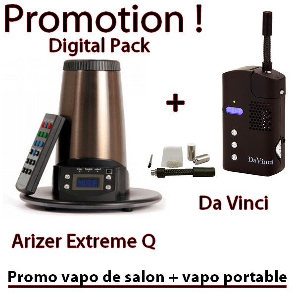 Promo Arizer Extreme Q + Da Vinci (Vapo de salon + vapo portable) - docteur-vaporisateur.com