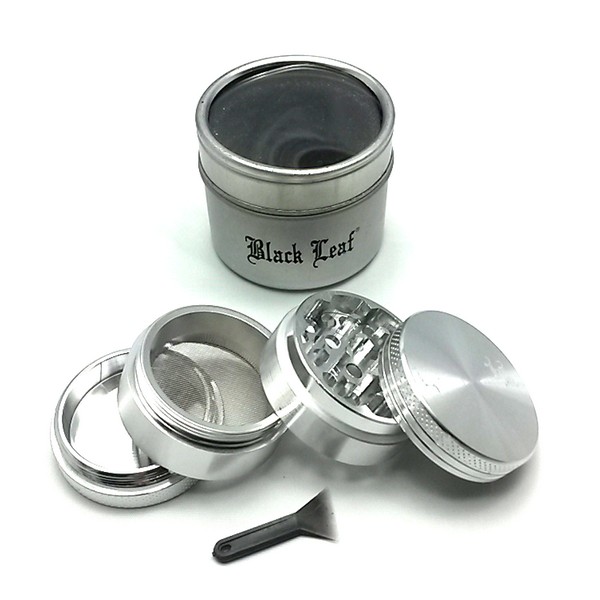 Grinder Black Leaf 4 pièces 40mm pollinisateur (pollen) - docteur-vaporisateur.com